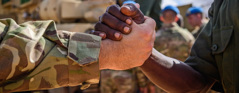 Handshake between army staff