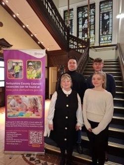 Cllr Sarah Reaney and apprentices
