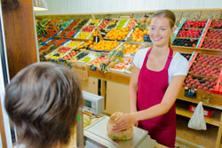 Woman in greengrocers