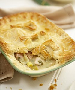 chicken, ham and leek pie