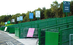 Bins at a recycling centre