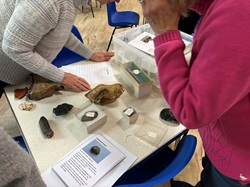 volunteers cataloguing items at Buxton Museum and Art Gallery