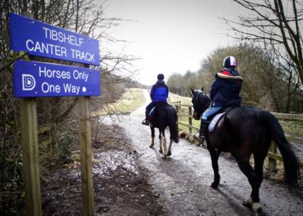 Horse riders on Tibshelf canter track