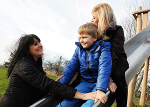 Children on a slide