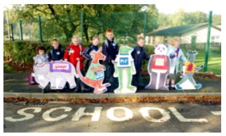 children outside a school