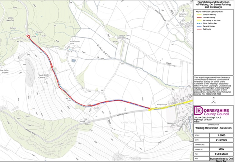 parking changes Buxton Road and Mam Tor
