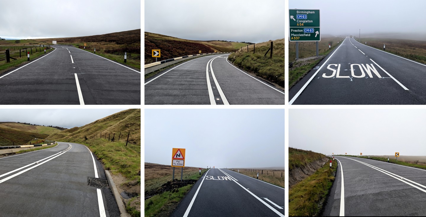 six different images of the work carried out on the Macclesfield Main Road