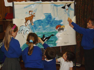 Pupils putting on a puppet show
