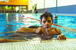 James taking part in his lifeguard competency test